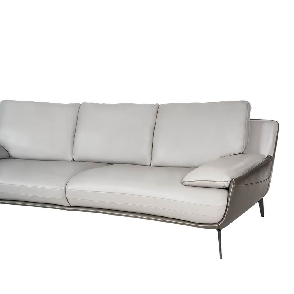 Rozel Gold Grey Leather Sofa Living room