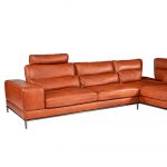 L-shaped Rozel Gold Brown Leather Sofa