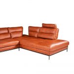 L-shaped Rozel Gold Brown Leather Sofa