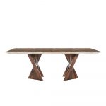 Rozel Khayu Walnut Coffee Travertine Dining Table Top