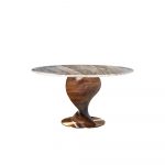 Rozel Khayu Noche Travertine Marble Dining Table Top