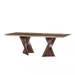 Rozel Khayu Walnut Coffee Travertine Dining Table Top