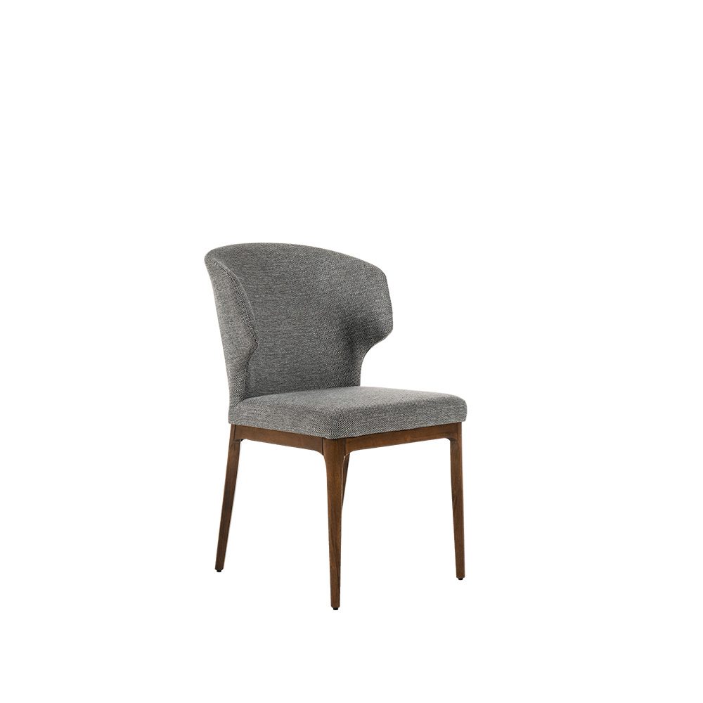 Rozel Khayu Dark Grey Fabric Dining Chair Oak