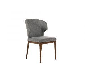 Rozel Khayu Dark Grey Fabric Dining Chair Oak