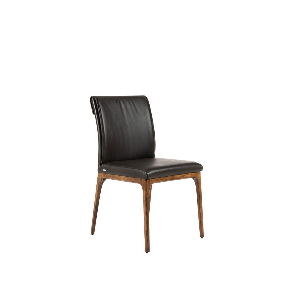 Rozel Khayu Black Leather Dining Chair Oak