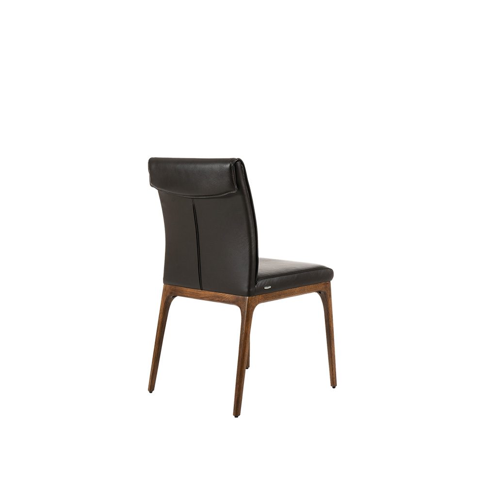 Rozel Khayu Black Leather Dining Chair Oak