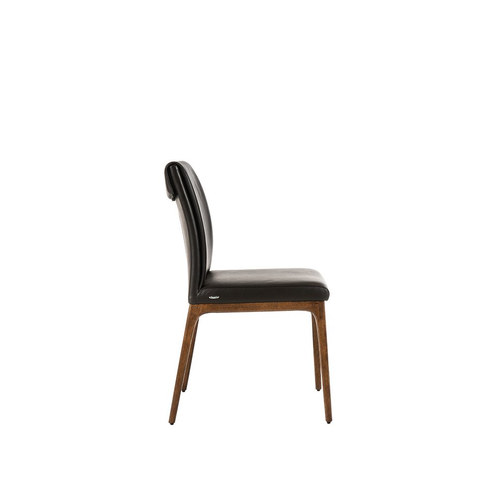 Rozel Khayu Black Leather Dining Chair Oak