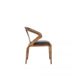 Rozel Khayu Black Leather Dining Chair Walnut