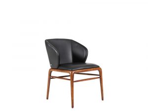 Rozel Khayu Black Leather Curved Back Dining Chair