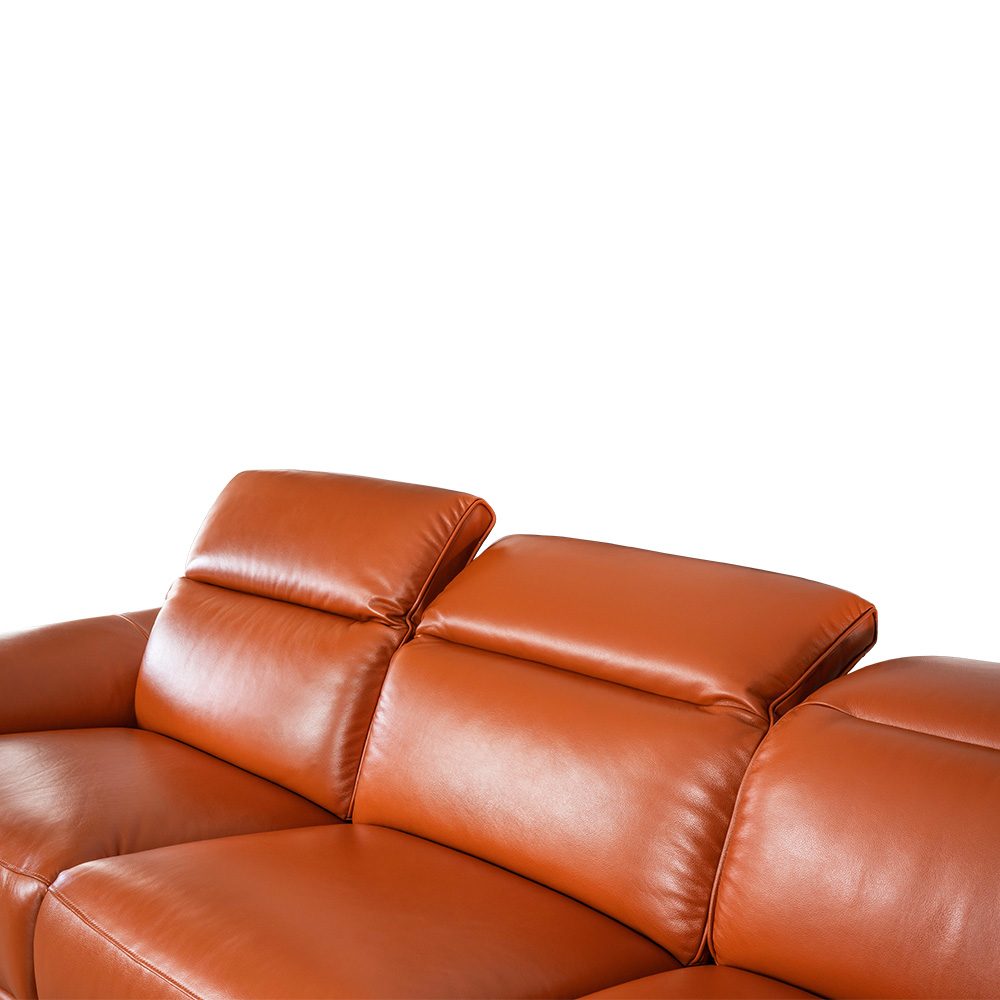 L-shape Rozel Power Recliner Brown Leather Sofa Living room