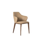 Rozel Khayu Beige PVC Dining Chair Walnut