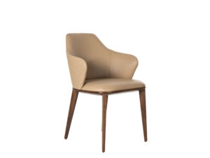 Rozel Khayu Beige PVC Dining Chair Walnut