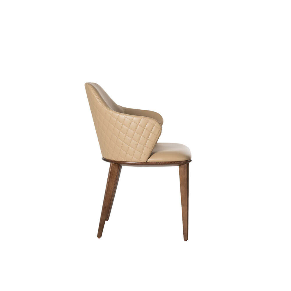 Rozel Khayu Beige PVC Dining Chair Walnut