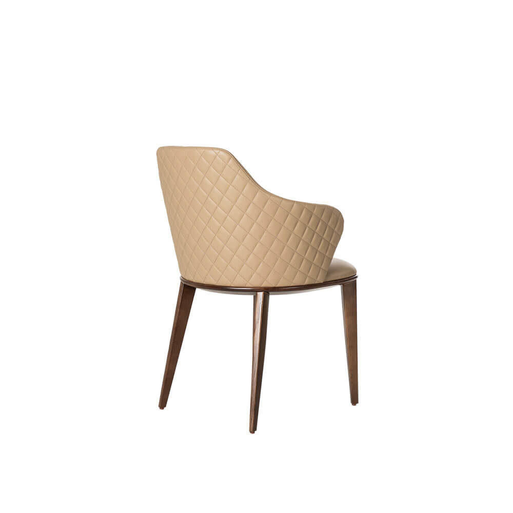 Rozel Khayu Beige PVC Dining Chair Walnut