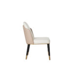 Rozel Beige Fabric PVC Dining Chair Furniture Brown Leg