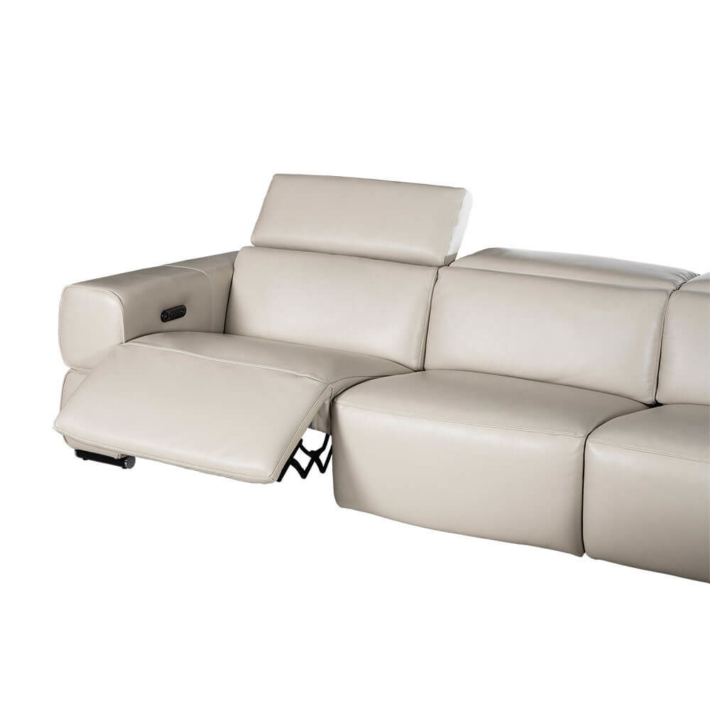 Rozel Power Recliner White Leather Sofa Living room